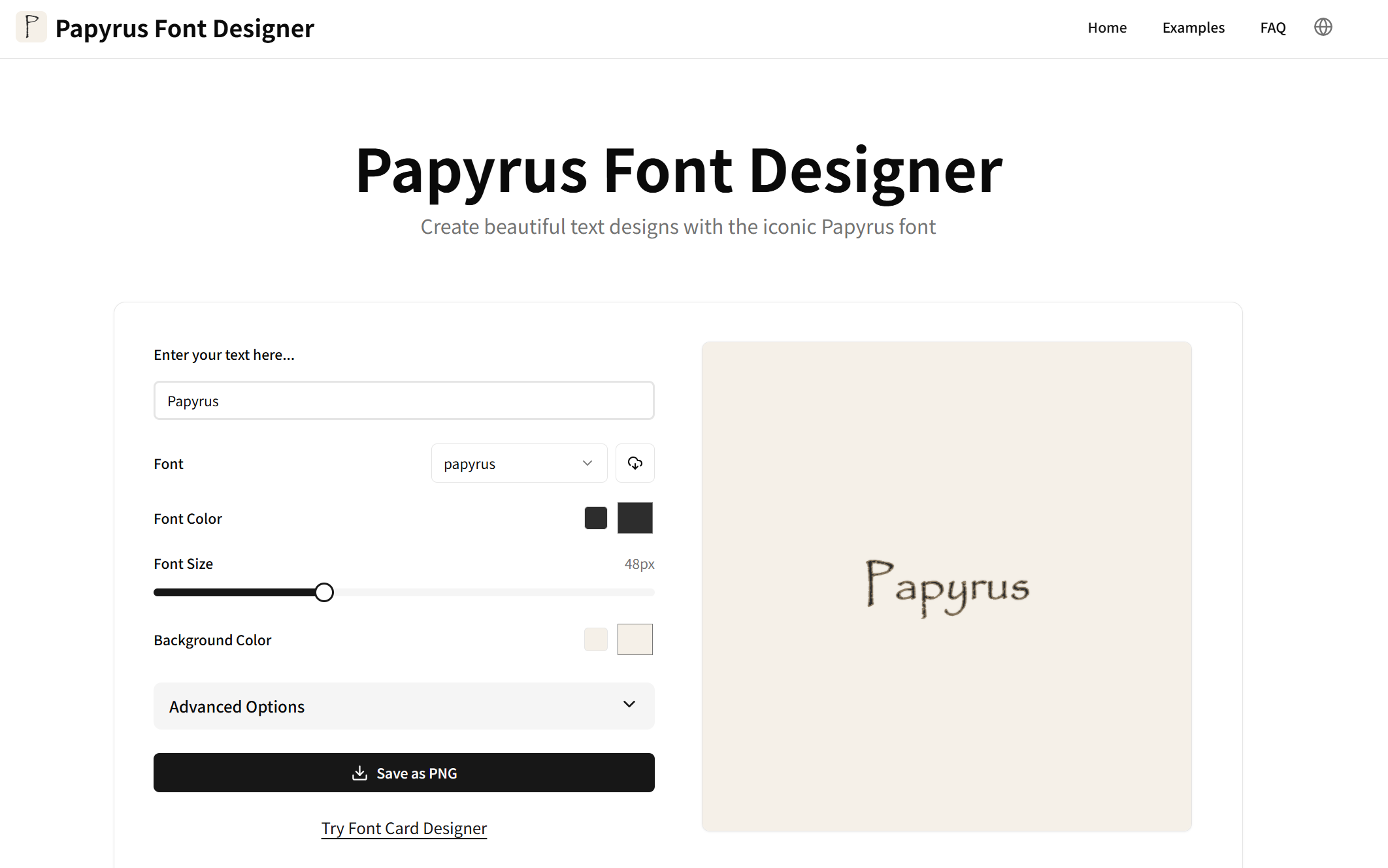 Papyrus Font Generator