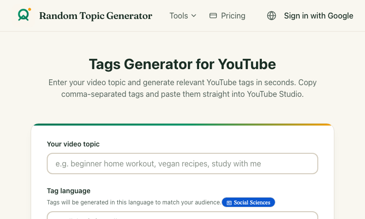 Tags Generator For Youtube